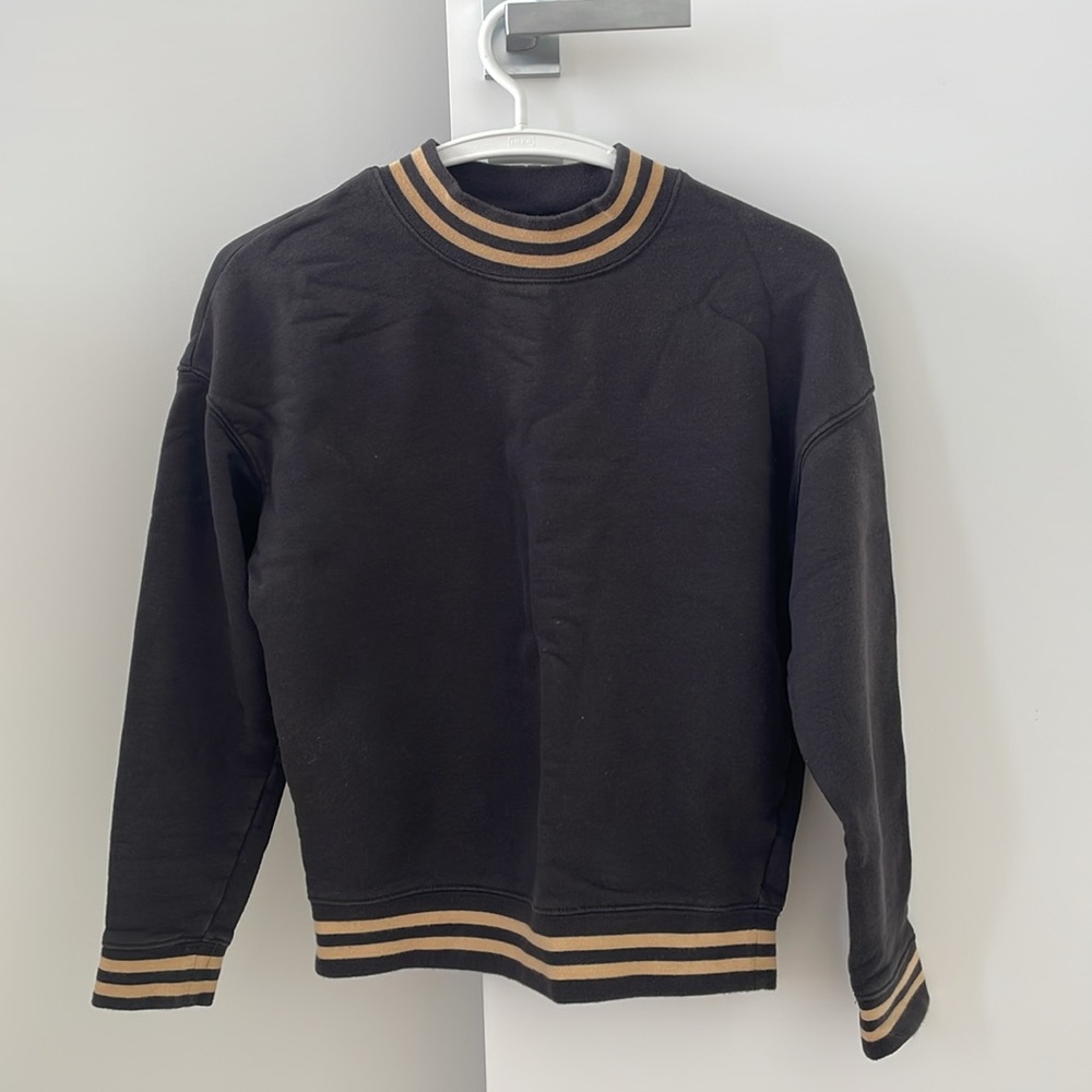 Madewell Black and Tan Varsity Sweatshirt